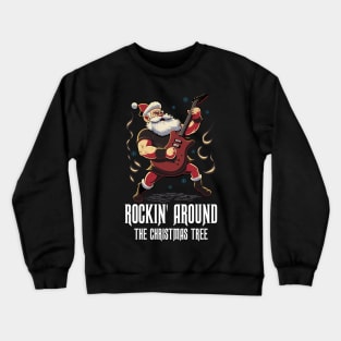 Christmas Guitar Gift Santa Claus Guitarist Funny Guitar Crewneck Sweatshirt